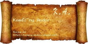 Kemény Andor névjegykártya
